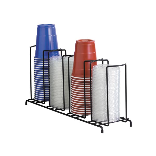  Dispense-Rite DLCO-5BT Six Section Cup, Lid and Condiment  Organizer, 6 oz. to 44 oz. Cups and Lids, Black Polystyrene, 16-3/4 H x  20-3/4 W x 5-1/2 D : Industrial & Scientific